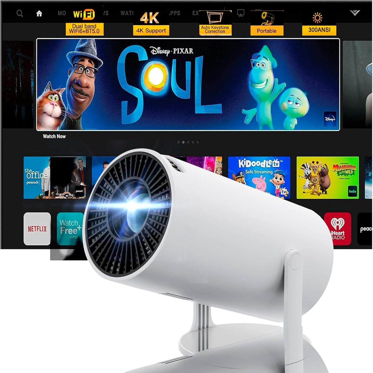 Android 11 Mini Projector - 4K WiFi Bluetooth - Amovfilm