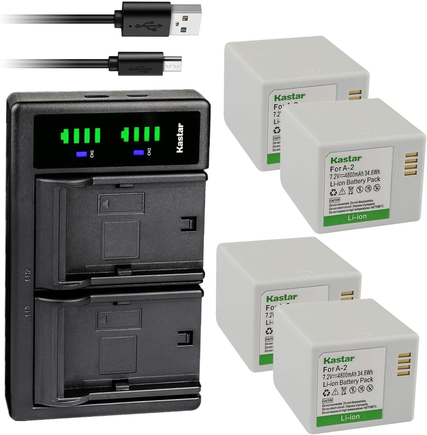 Kastar 4-Pack Battery and USB Charger for Arlo Security Cameras