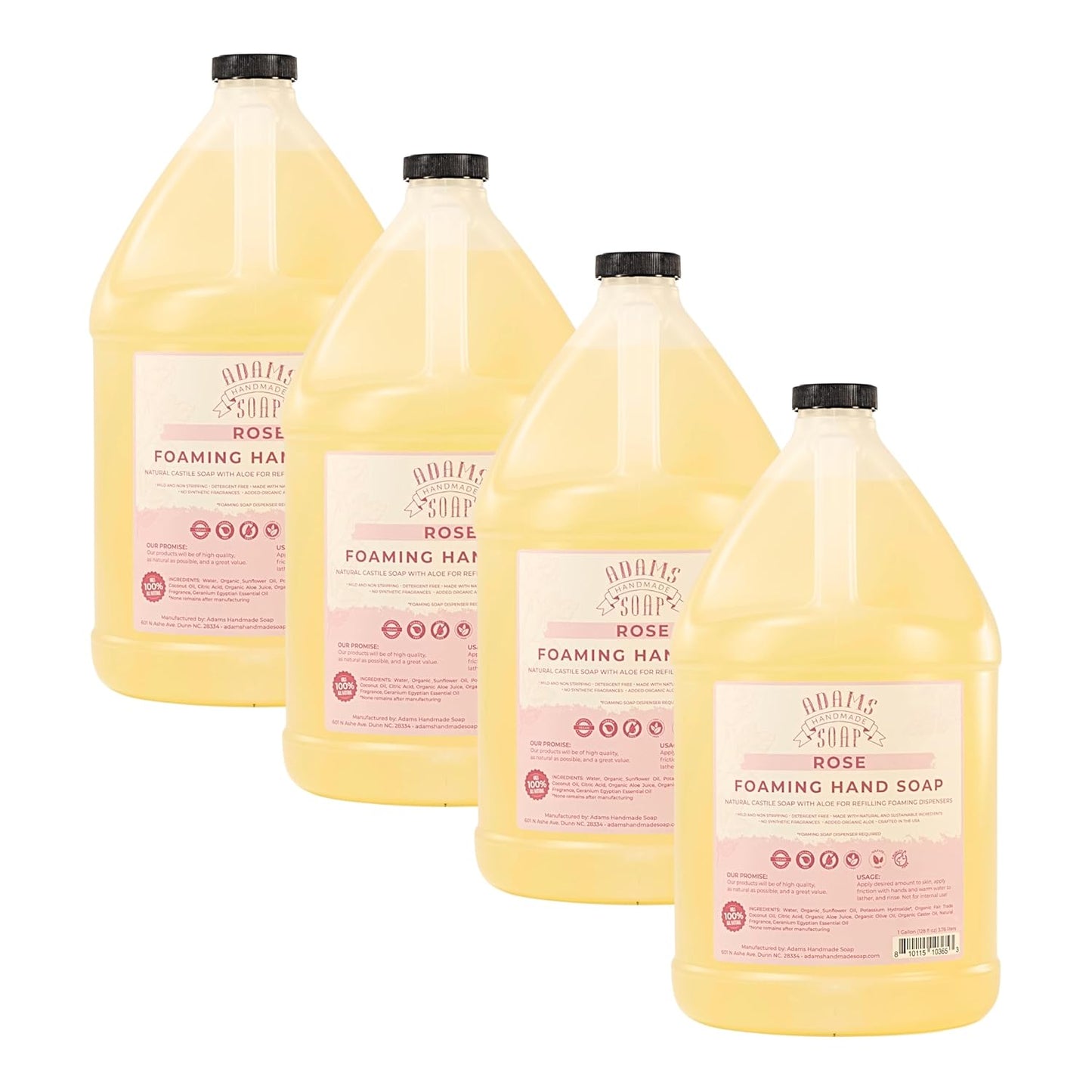 Adams Handmade Soap Liquid Foaming Soap 1 Gal - Rose Pack of 4