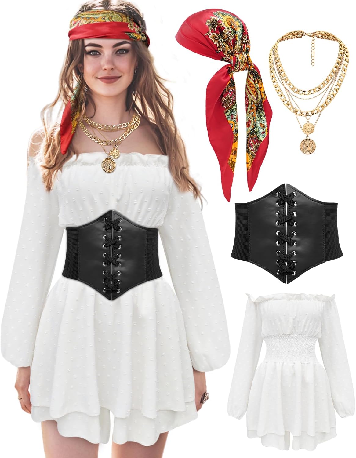 Women Pirate Costume Dress with Corset for Bold Adventures