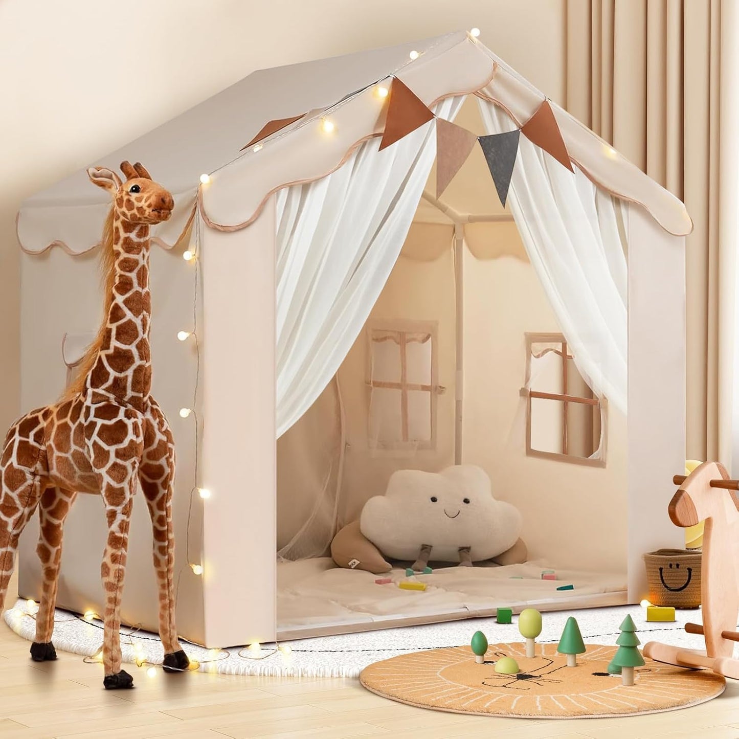 Kids Tent with Padded Mat Playhouse Tent for Indoor Fun