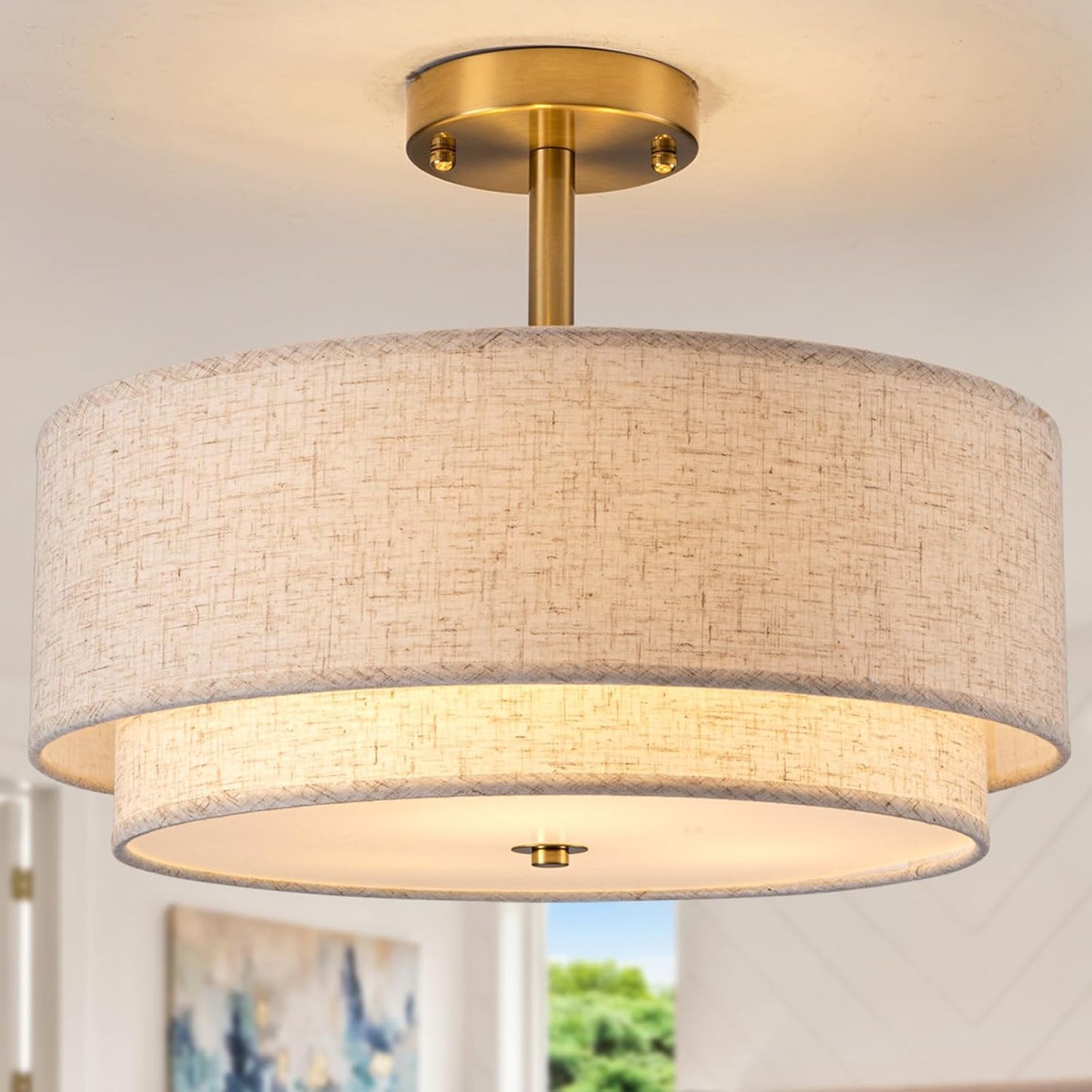 16 Inch Semi Flush Mount Ceiling Light Fixture for Modern Homes