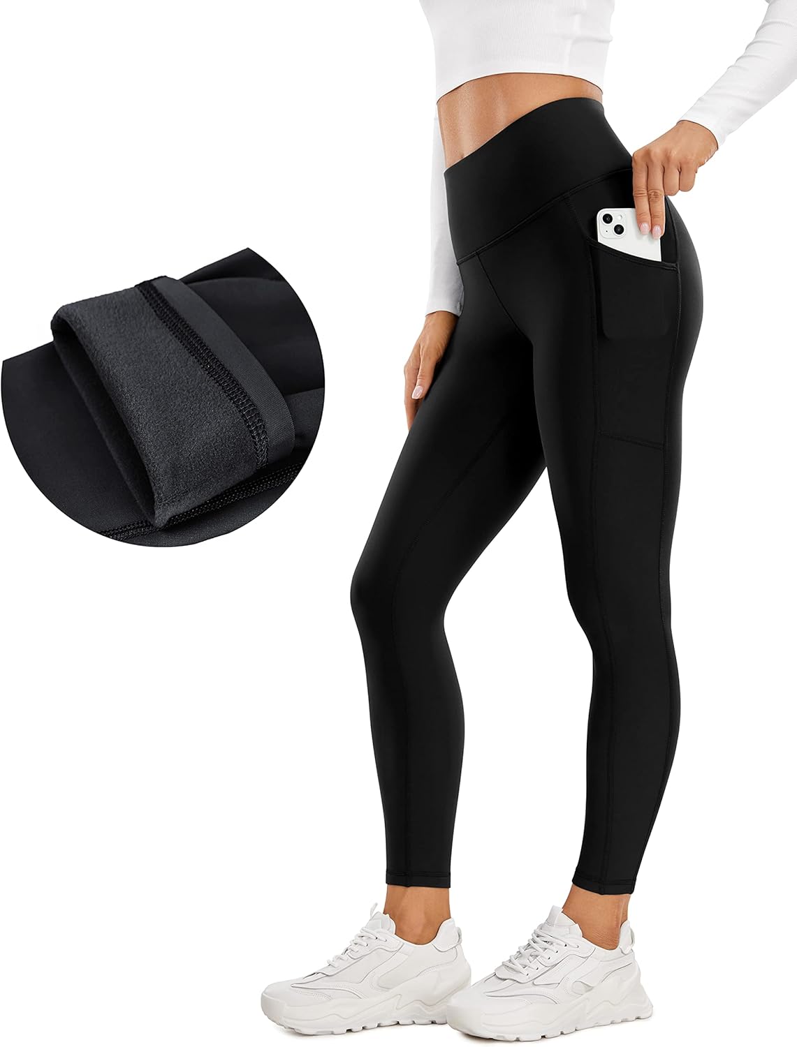 CRZ YOGA Womens Fleece Lined Leggings for Winter Warmth