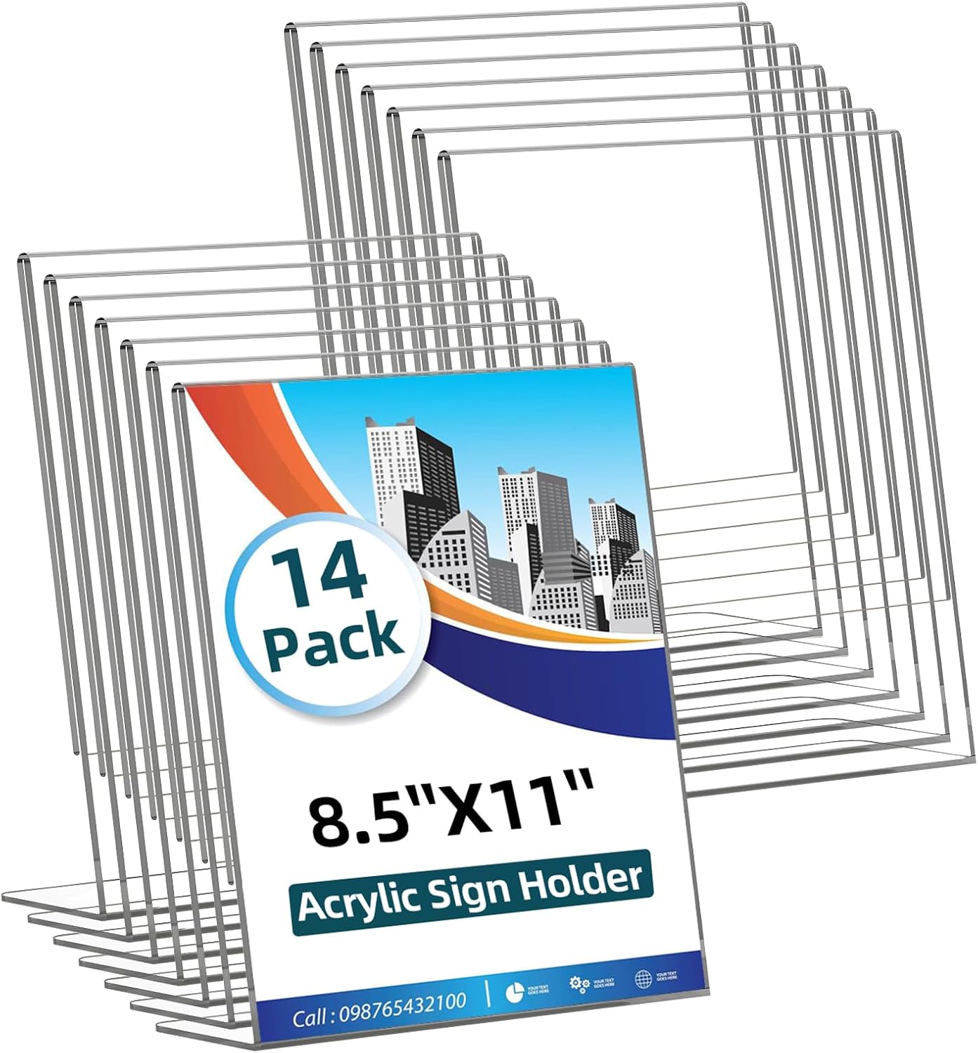 14 Pack Acrylic Sign Holder 8.5x11 Inches for Display Needs