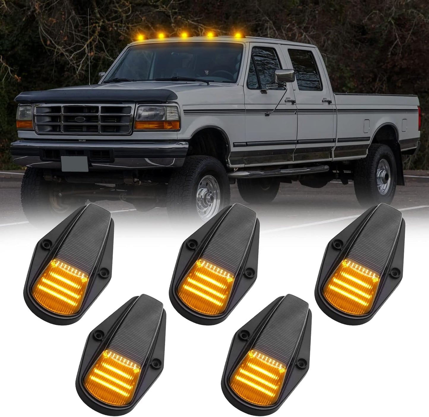 5PCS Amber LED Cab Roof Marker Lights for F150 F250 F350 Trucks