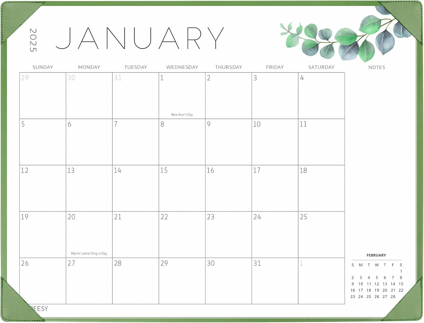 2025-2026 Green Plants Desk Pad Calendar - Organize Stylishly!