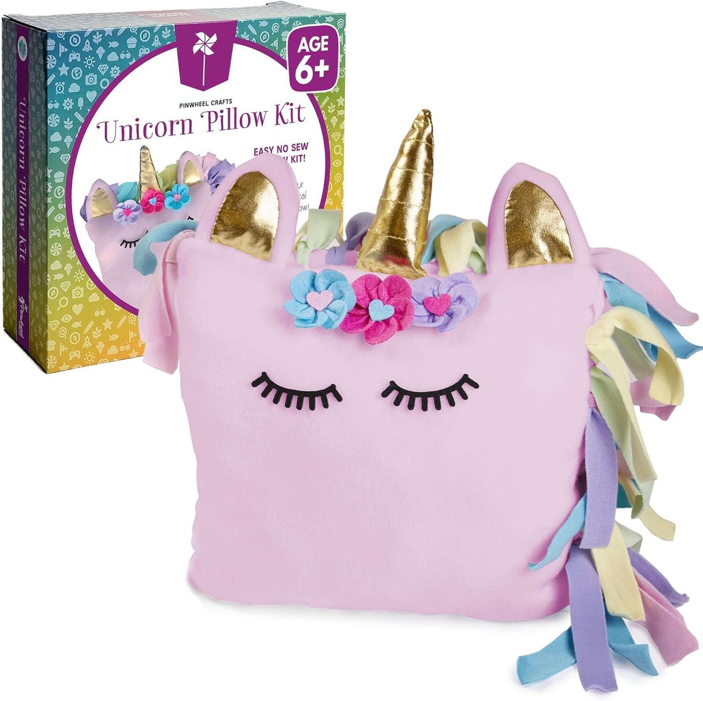 Unicorn Pillow Kit - Magical No Sew Craft for Girls Ages 4-8