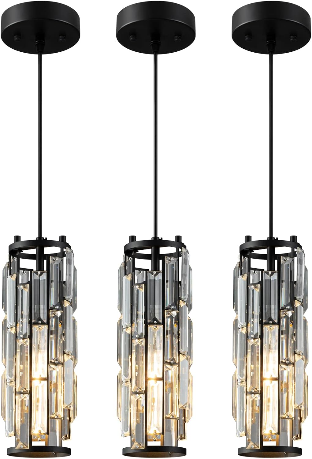 Modern Black Pendant Light Mini Crystal Chandelier for Home