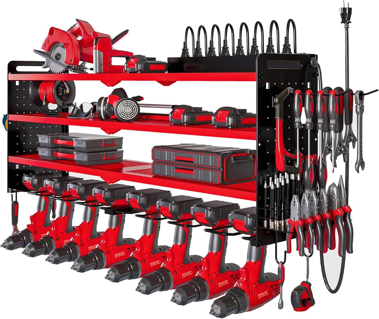 Garage Tool Organizer with Charging Station - Neat & Efficient