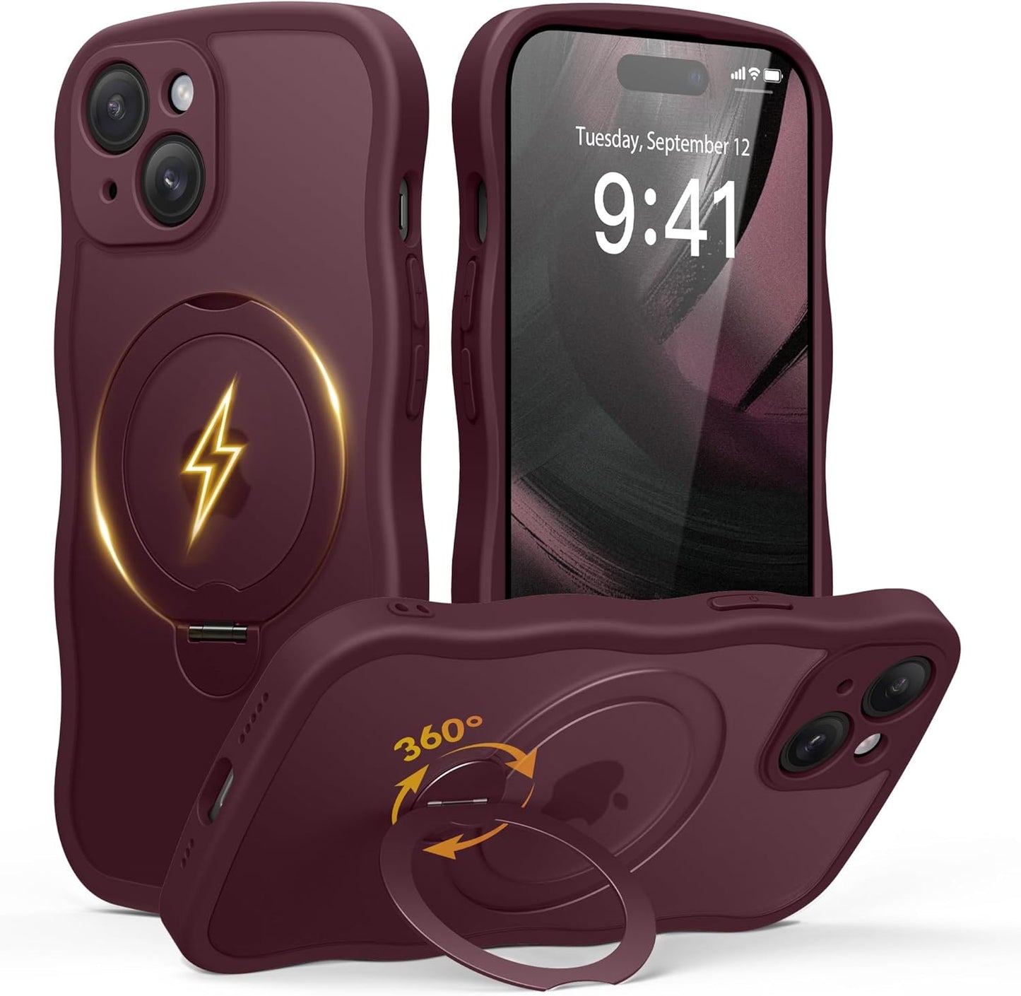 GolbinBox iPhone 15 Plus Case with 360 Spin Magnetic Stand