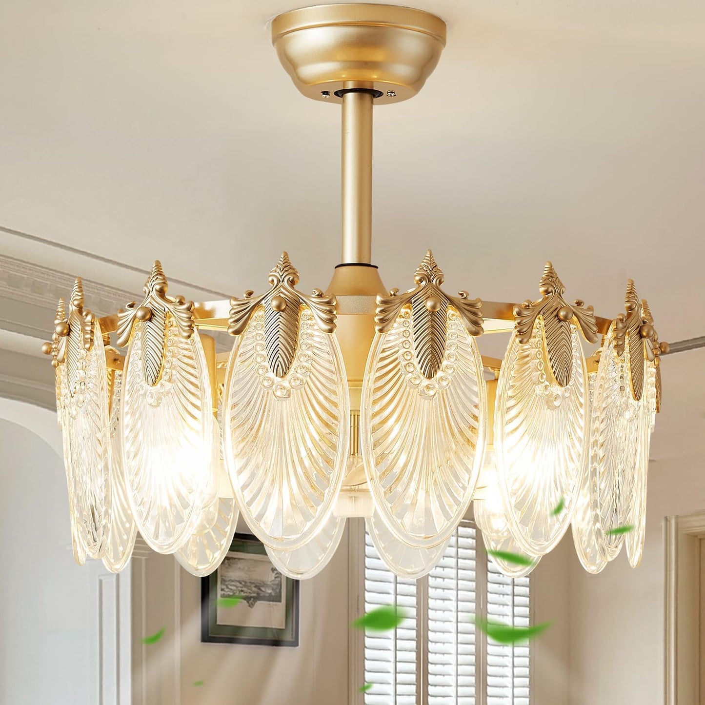 Crystal Fandelier Ceiling Fan with Light for Girls Bedroom