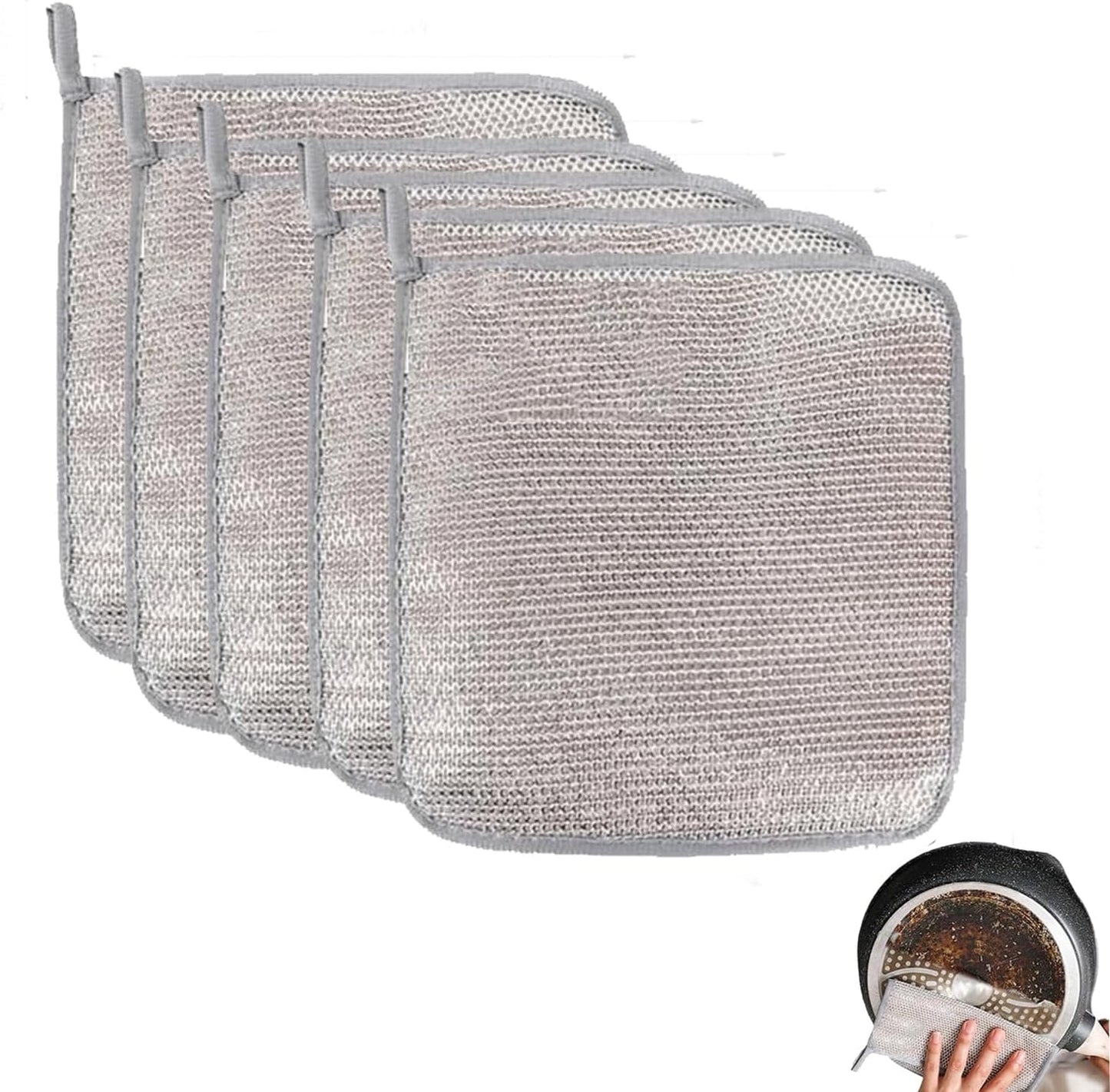 5 Pcs Wire Dishwashing Rags - Effortless Cleaning