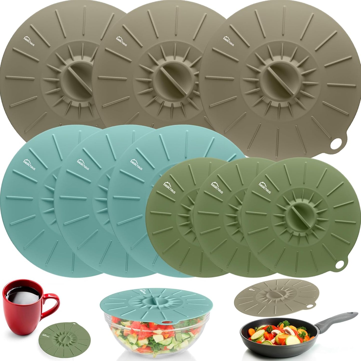 9-Pack Reusable Silicone Lids - Microwave Safe