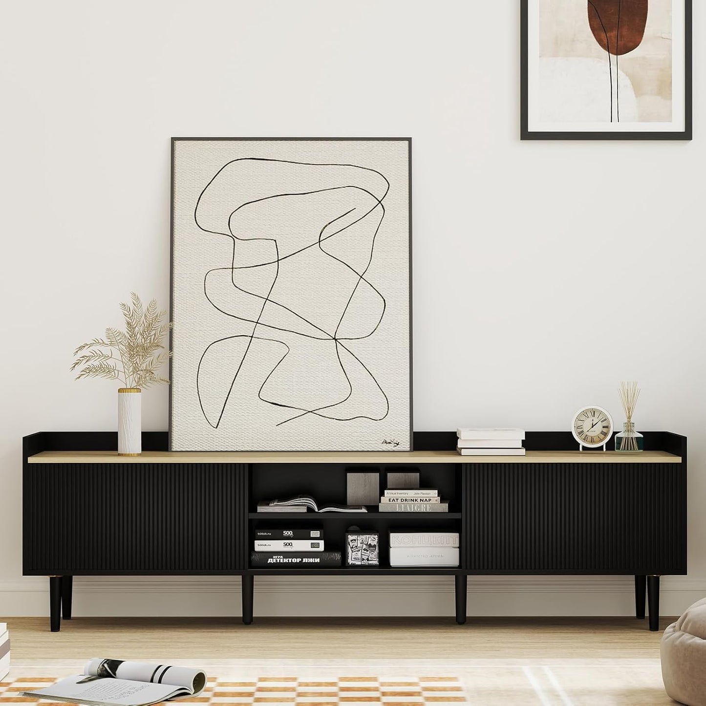Bonzy Home Fluted TV Stand: Sleek Storage Solution!
