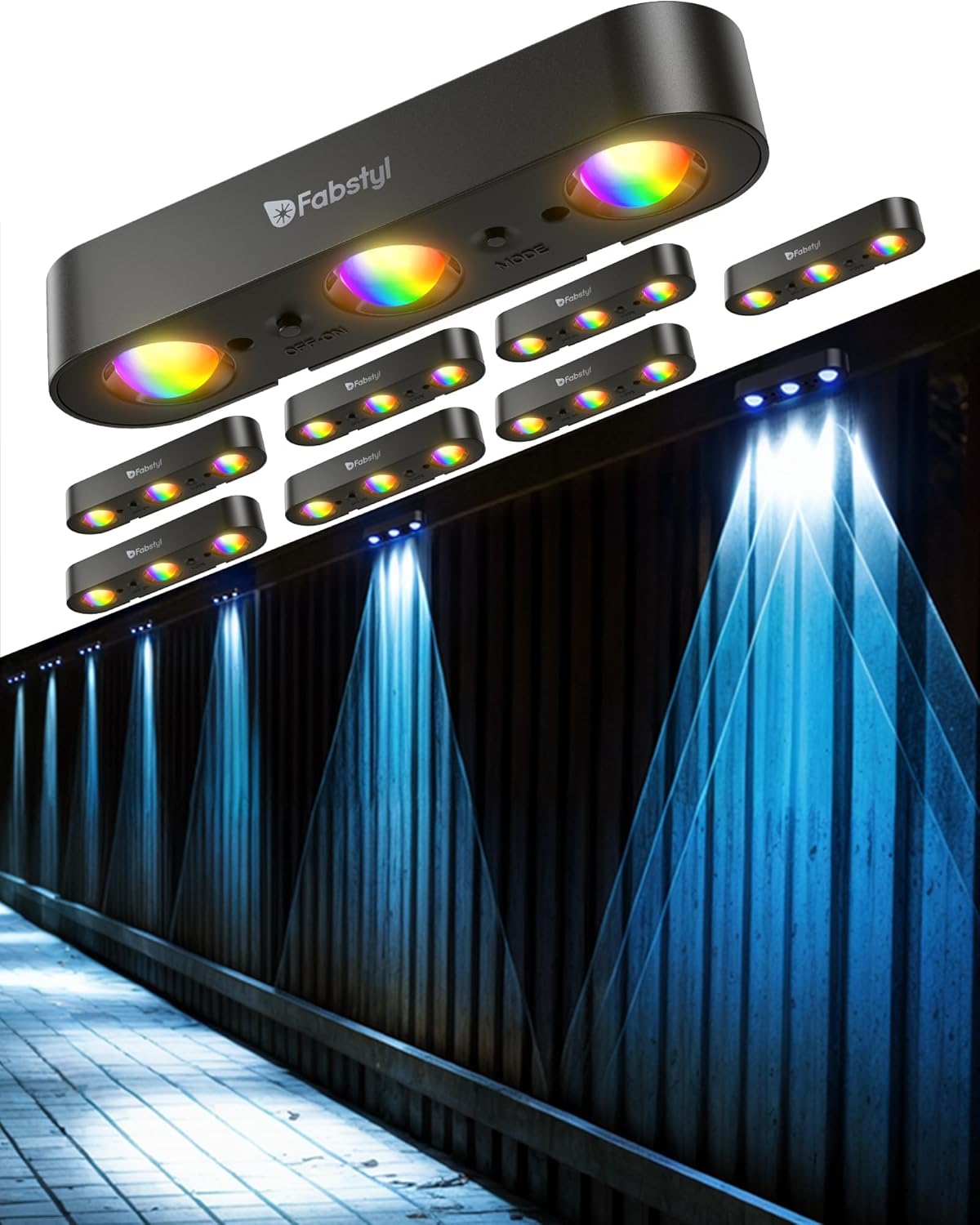 Solar Outdoor Fence Lights 8 Pack with 10 Light Modes and Sync