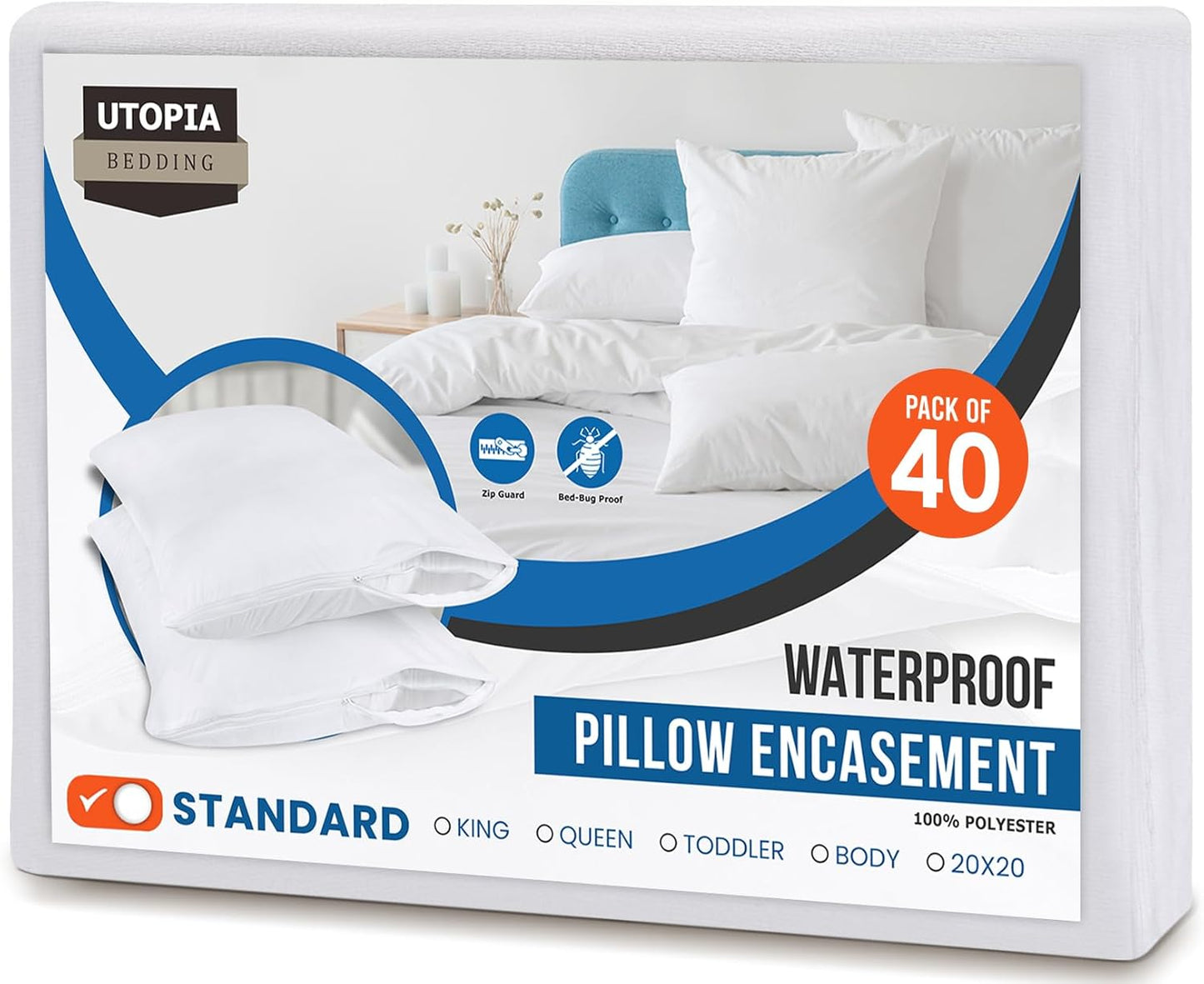 Utopia Bedding Waterproof Pillow Protectors for Standard Pillows