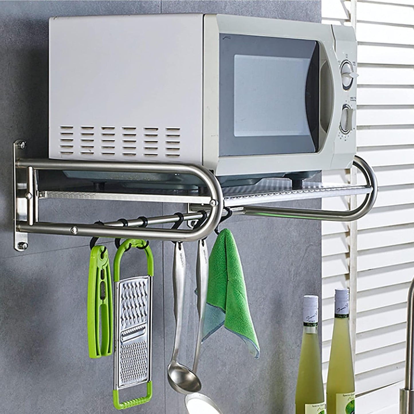 Wall Mounted Microwave Shelf, Space-Saving Organizer