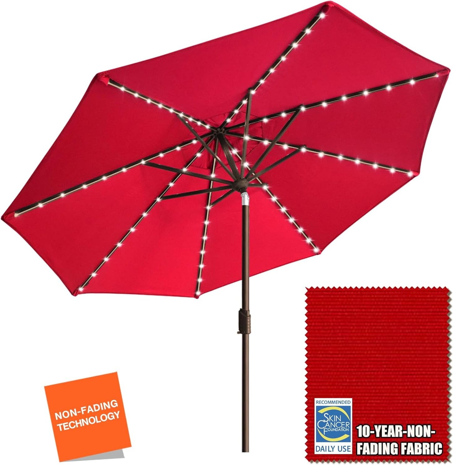 EliteShade 9ft Market Umbrella with LED Lights for Outdoor Use