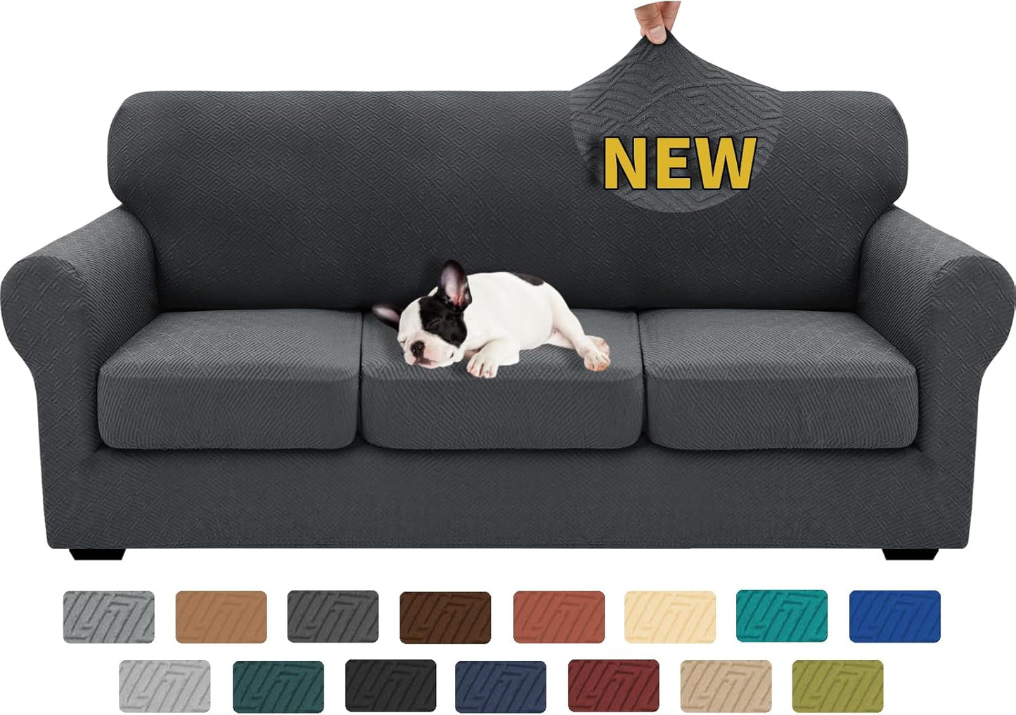 XINEAGE 4 Pieces Couch Covers for 3 Cushion Couch - Dark Gray