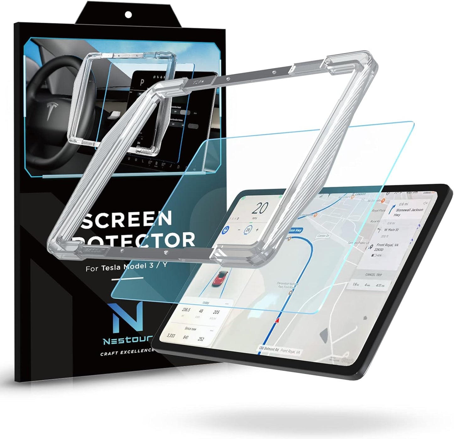 Nestour Screen Protector for Tesla Model 3 and Model Y 2016-2023