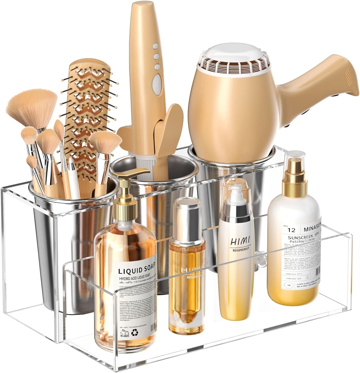 Acrylic Hair Tool Organizer - Clear Vanity Storage
