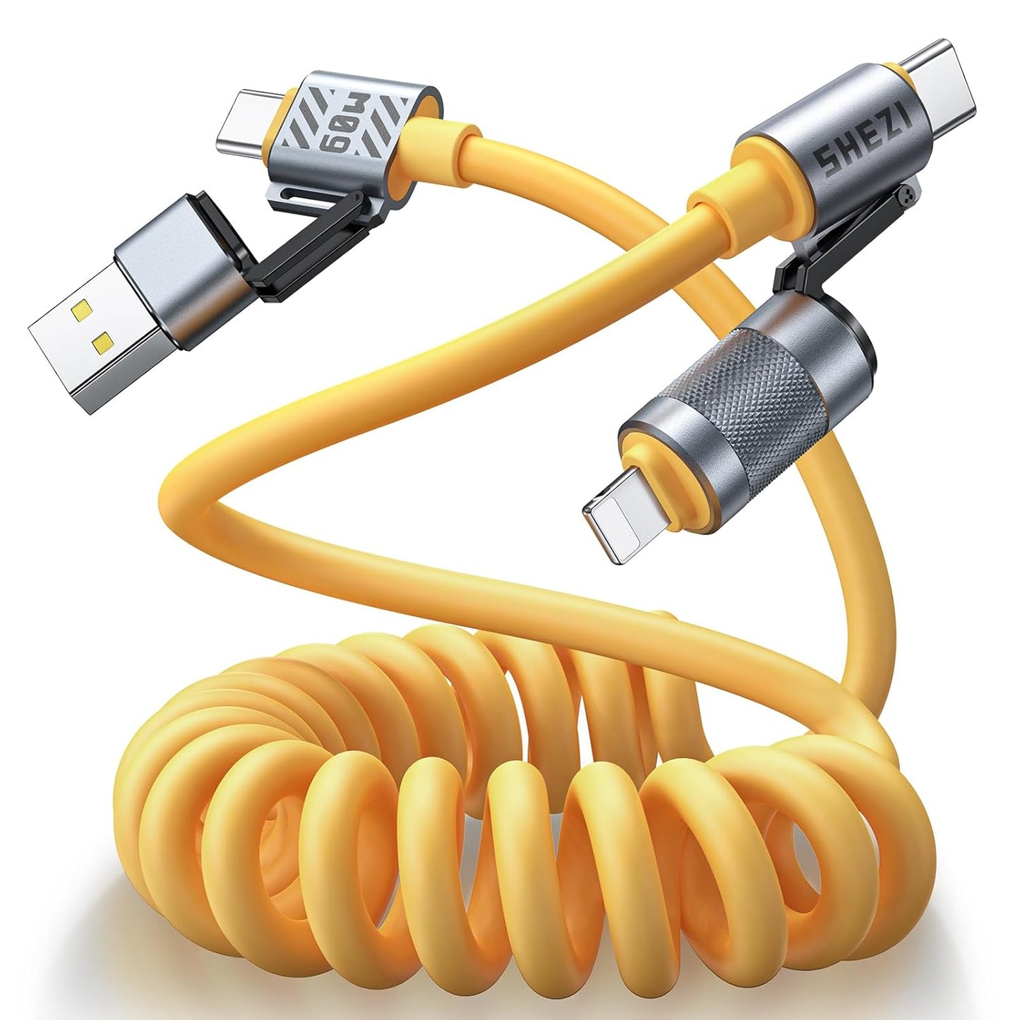 Fast Charge 4-in-1 Coiled USB C Cable