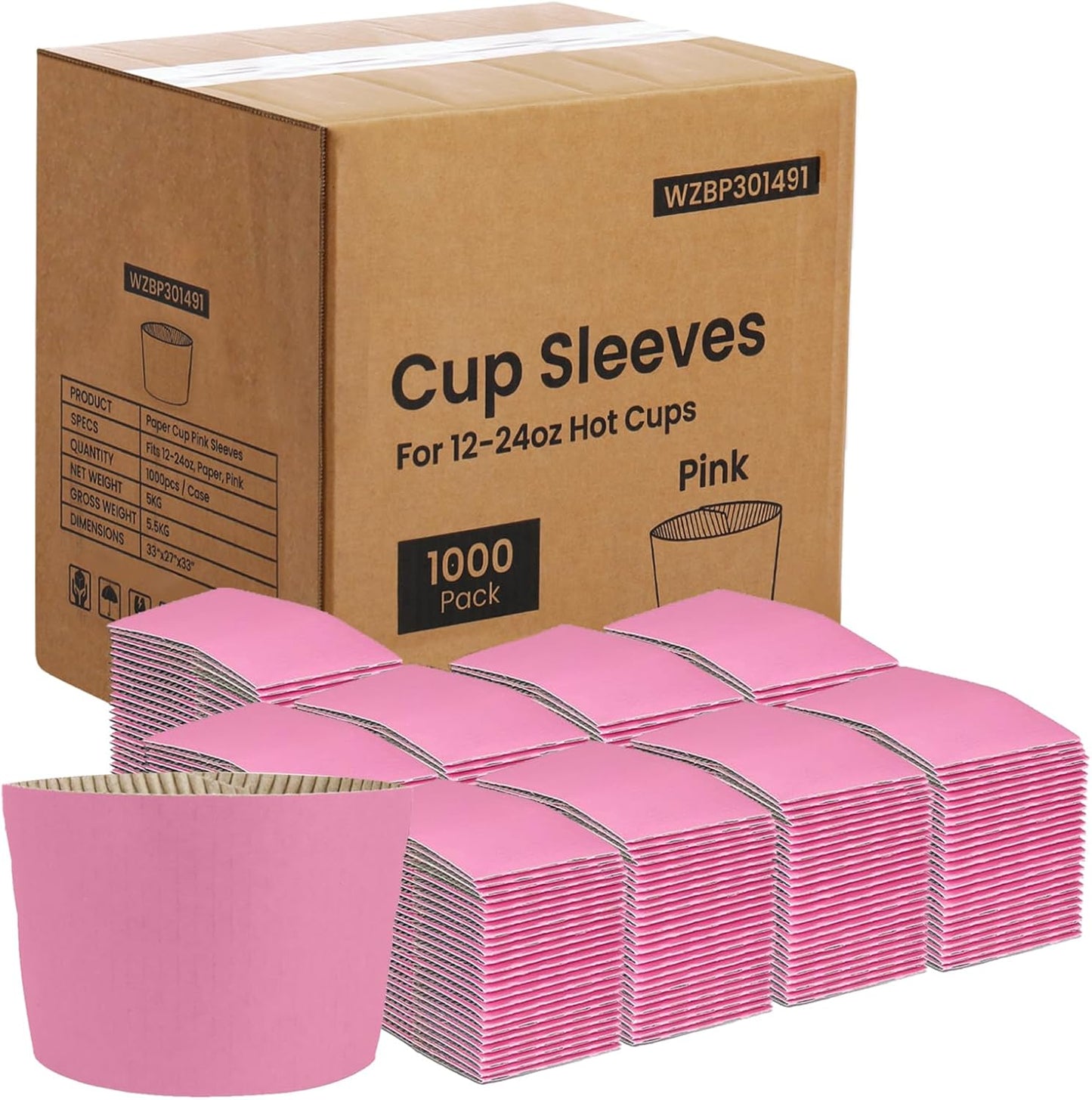 Durable Pink Coffee Cup Sleeves for Hot and Cold Drinks