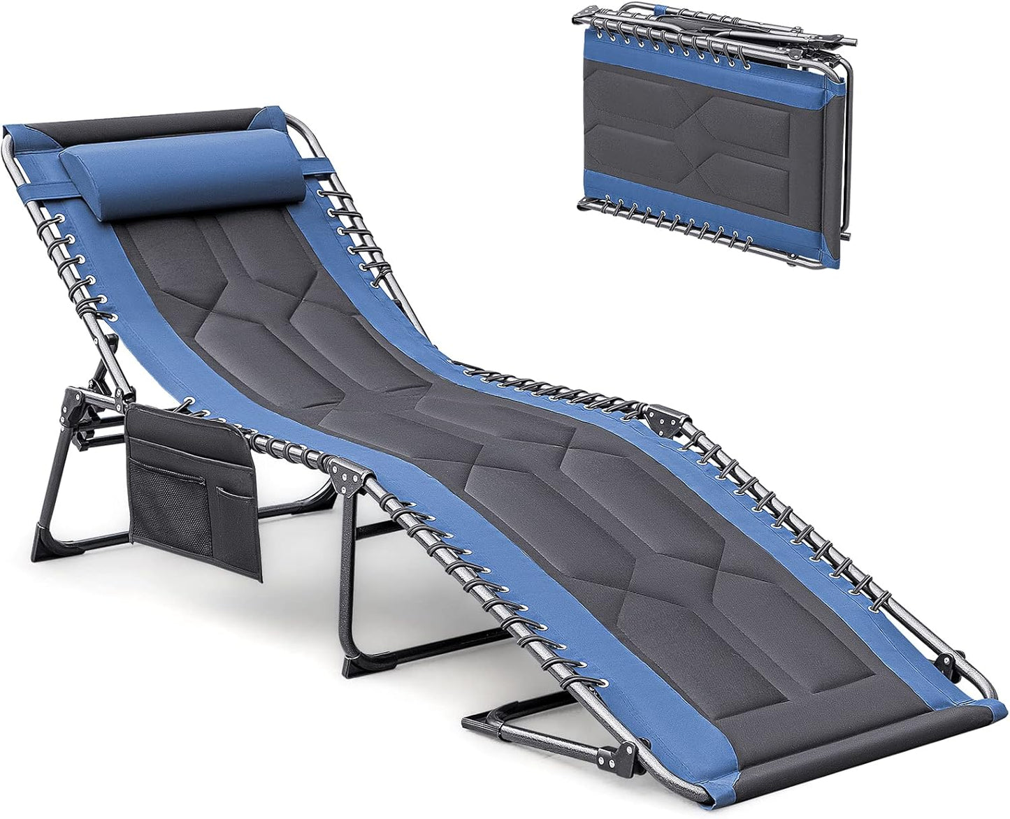 Devoko 4-Fold Padded Portable Folding Outdoor Chaise Lounge Chair