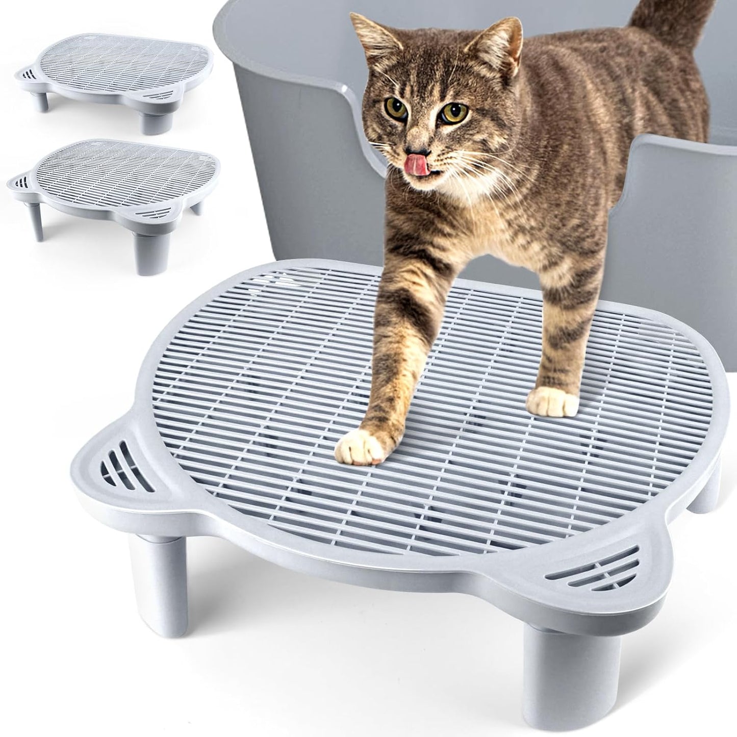 Adjustable Cat Ramp for Litter Box with Filter Function