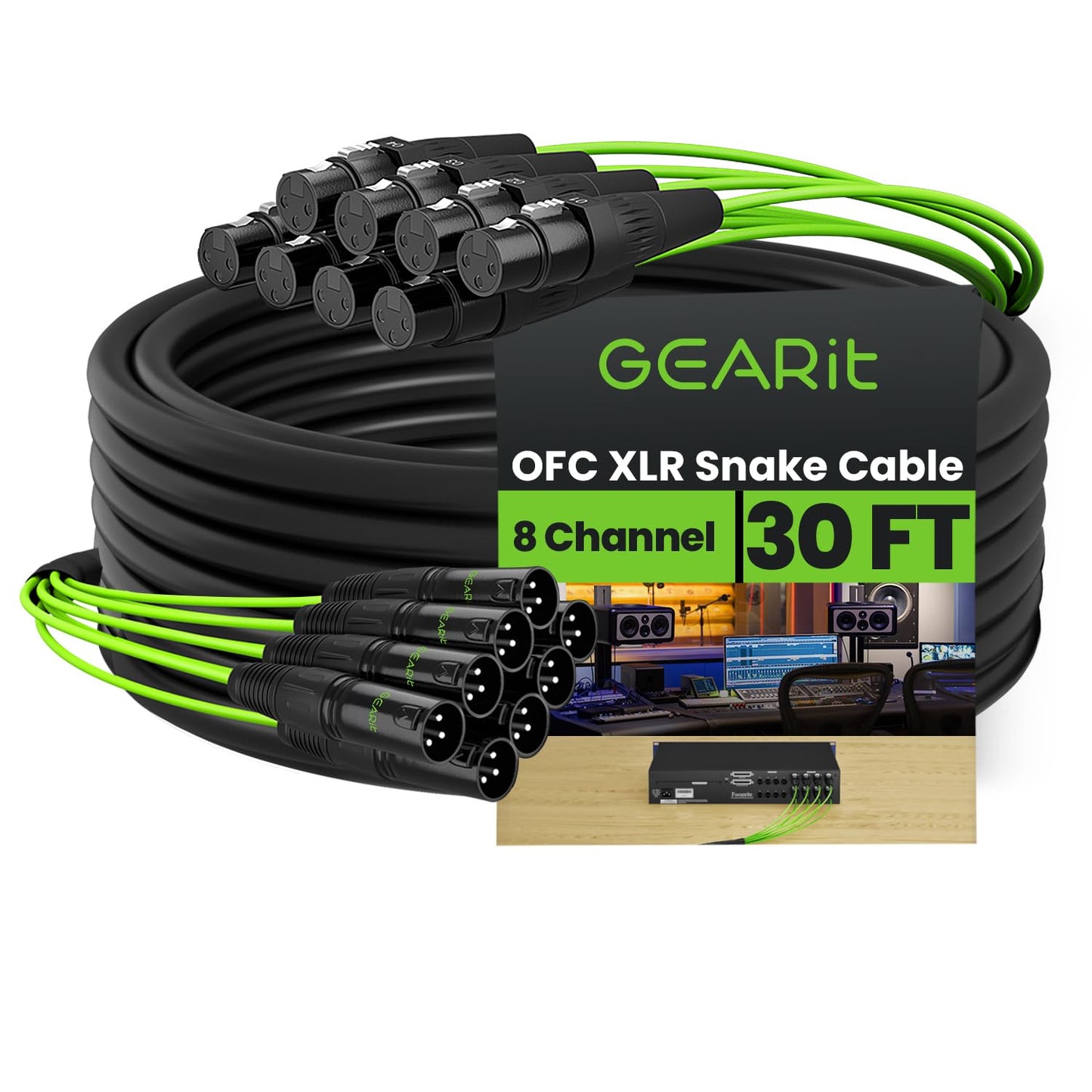 GEARit 8-Channel XLR Snake Cable for Pro Audio Needs