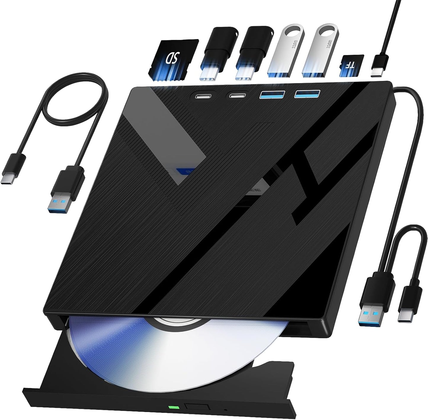 Portable 7-in-1 CD/DVD Drive for Laptop