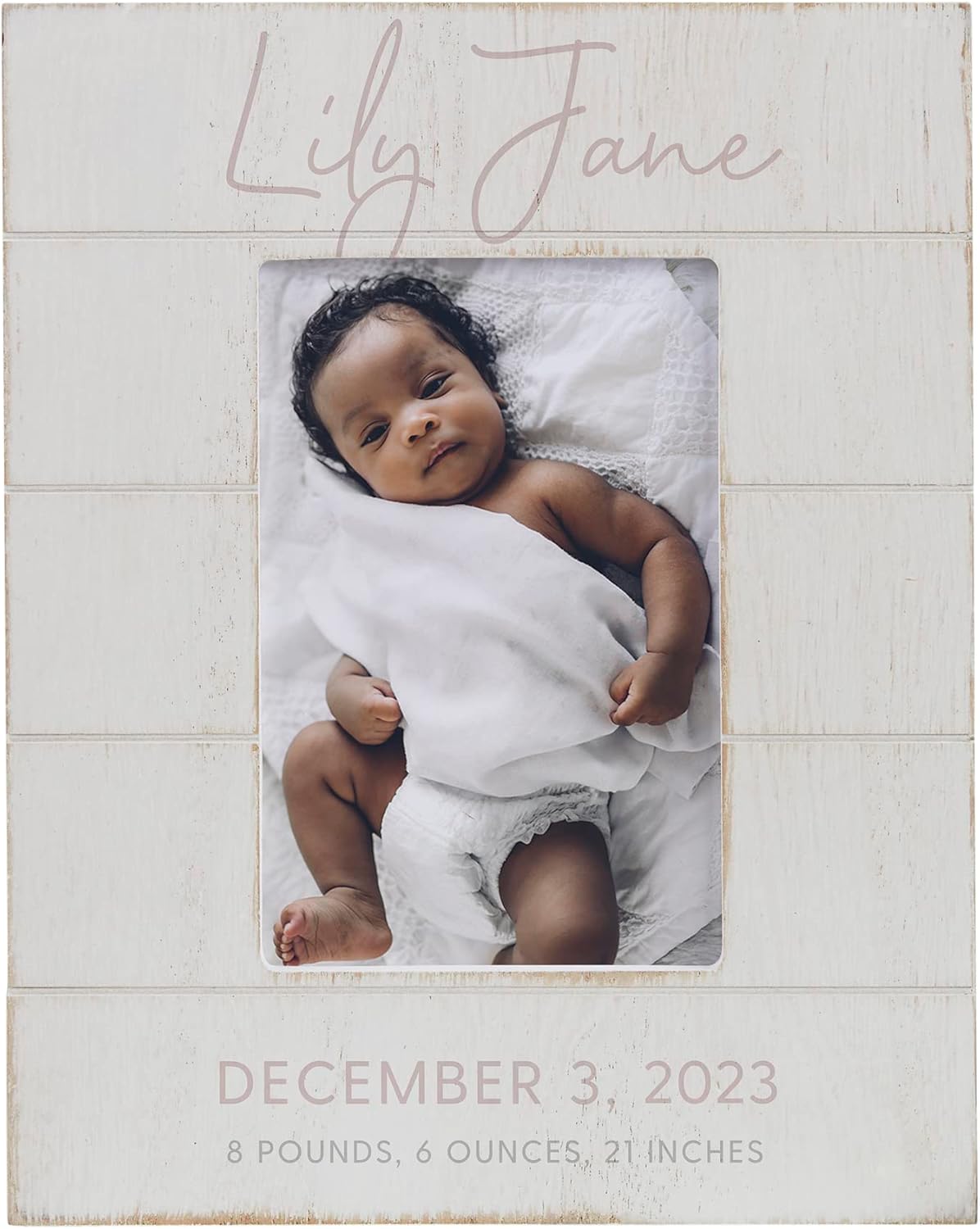 Personalized Baby Girl Shiplap Frame for Newborn Pictures