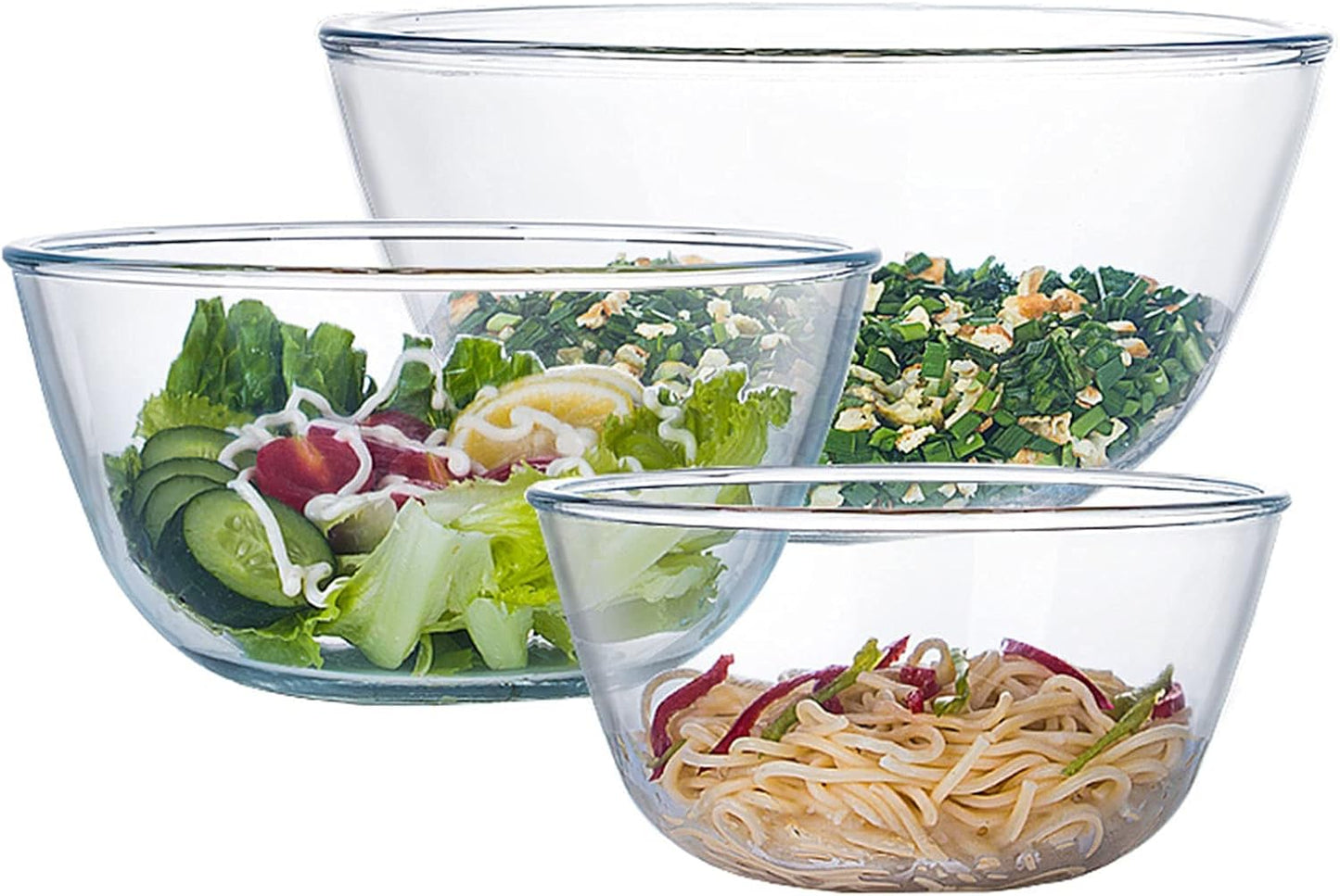 Glass Mixing Bowl Set of 3 for Kitchen, Baking, and Cooking