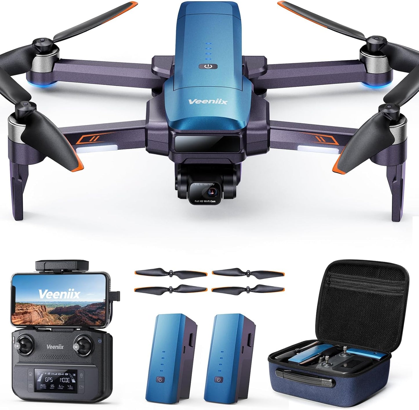 Veeniix 4K Camera Drone: 70Min Flight, GPS, Remote ID