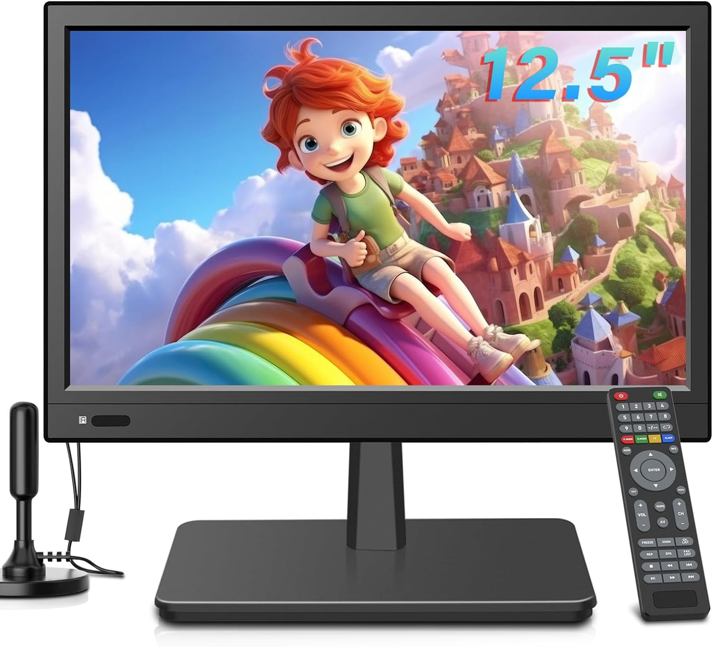 Compact 12.5 Portable TV - HDMI/USB, Built-in Speakers