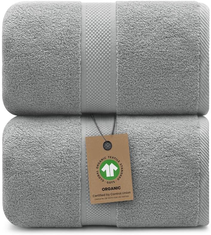 100% Organic Luxury Bath Sheets - Extra Large 35x70 Inches Set