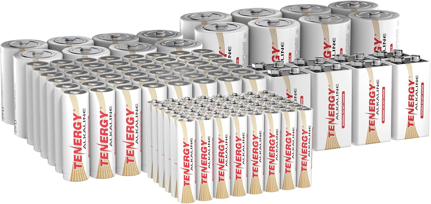 Tenergy 120 Pack Alkaline Batteries for All Household Needs