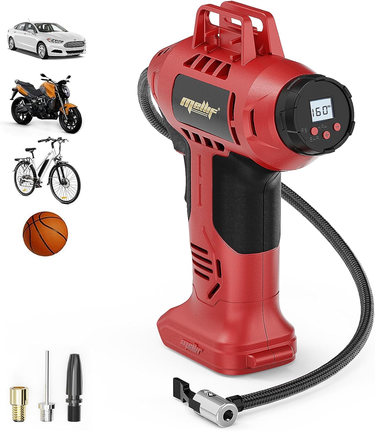 Portable Tire Inflator Air Compressor with LED Light and Gauge