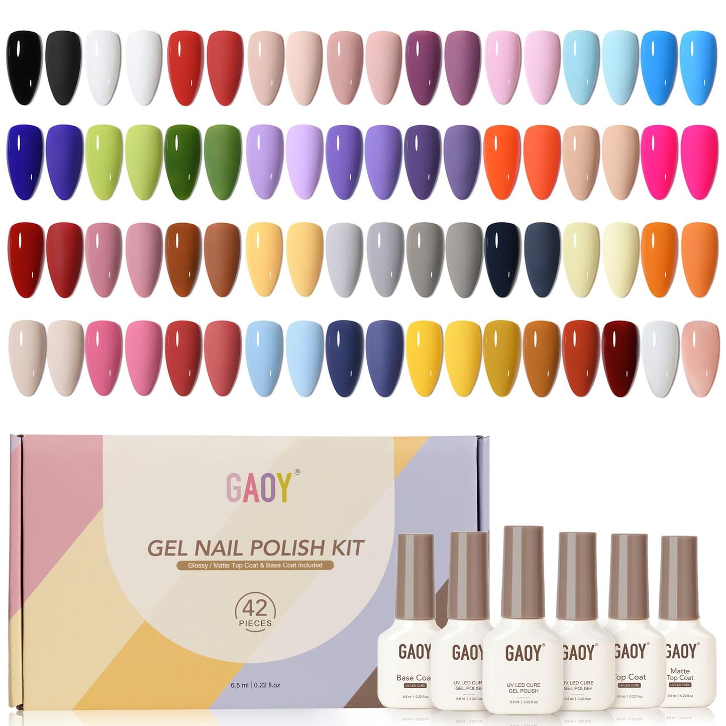 GAOY 42 Pcs Gel Nail Polish Kit for Stunning DIY Manicure