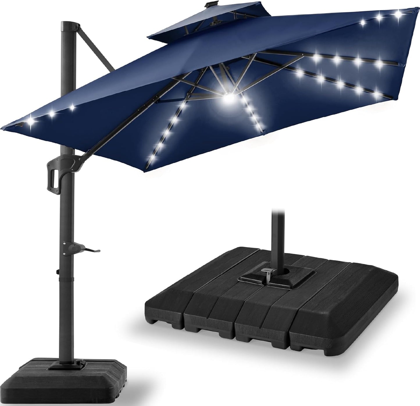9x12ft LED Cantilever Patio Umbrella for Outdoor Shade