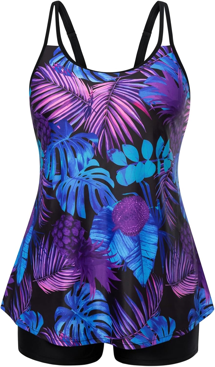 Hanna Nikole Plus Size Tankini Swimsuit for Women with Boy Shorts