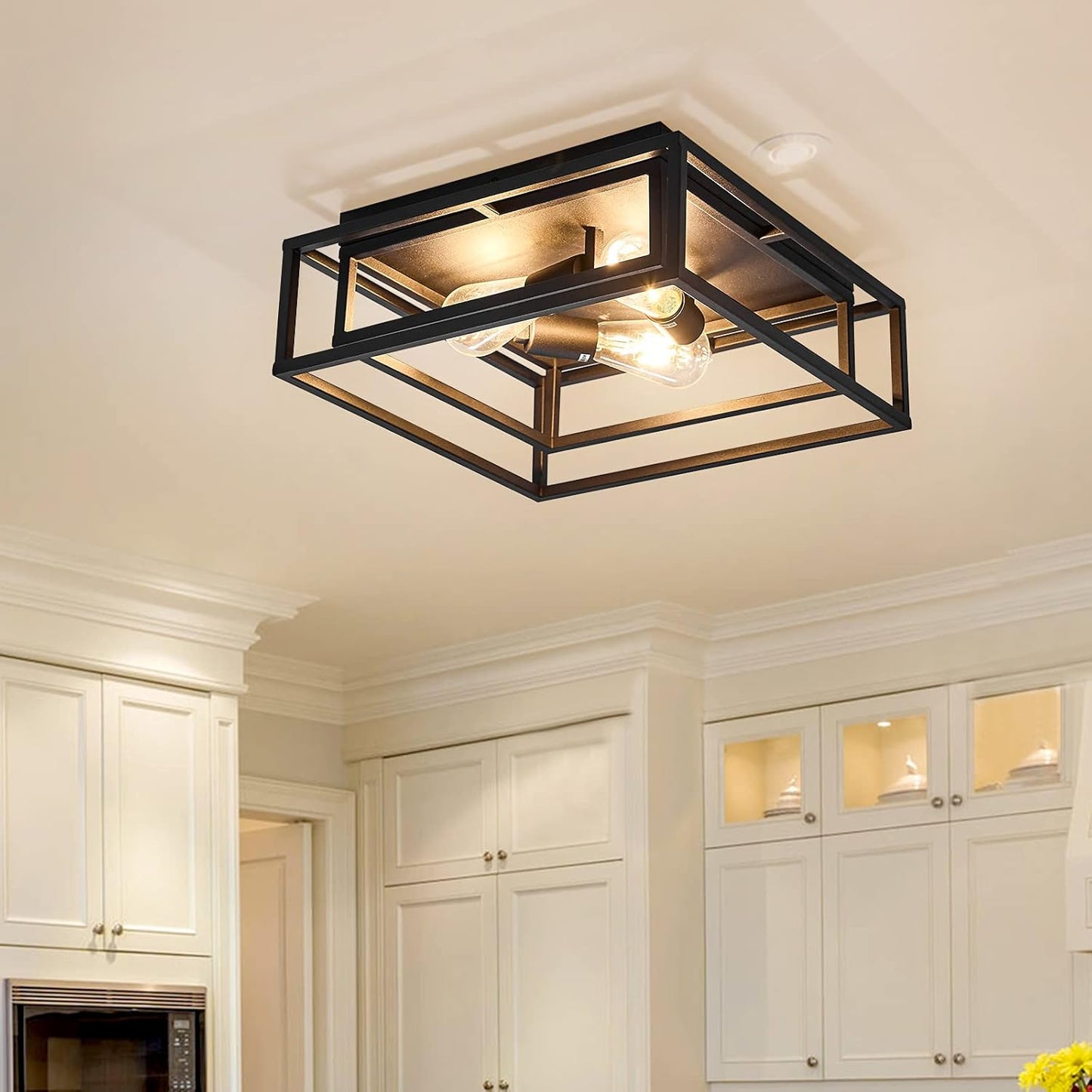 ZGLAOJT Black Flush Mount Ceiling Light Fixture for Home Decor