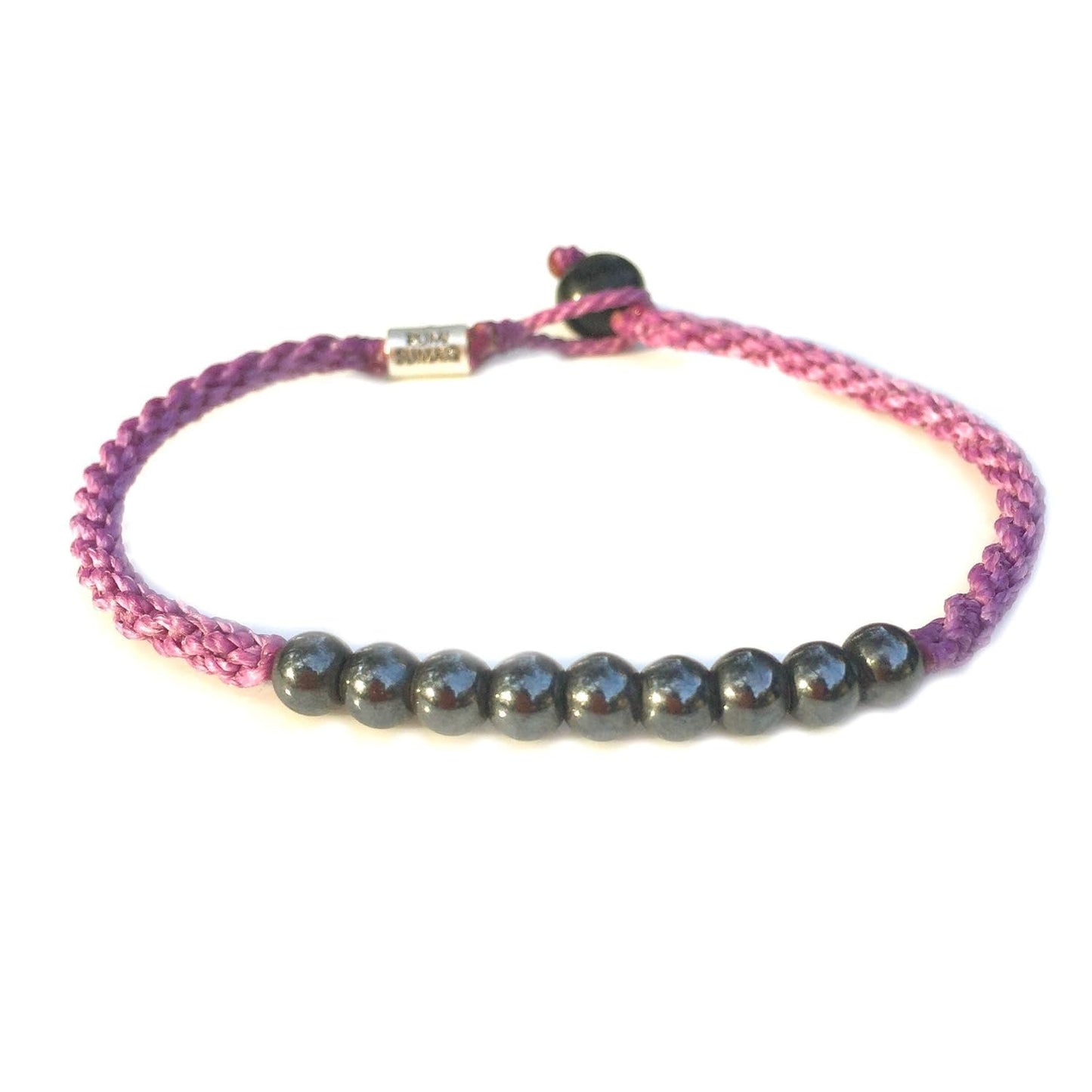 Woven Anklet with Beaded Hematite Stones for Men and Women