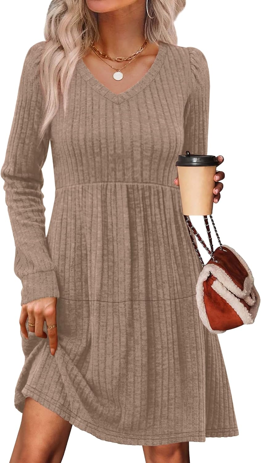 Stylish V Neck Long Sleeve Fall Dresses for Women by SAMPEEL
