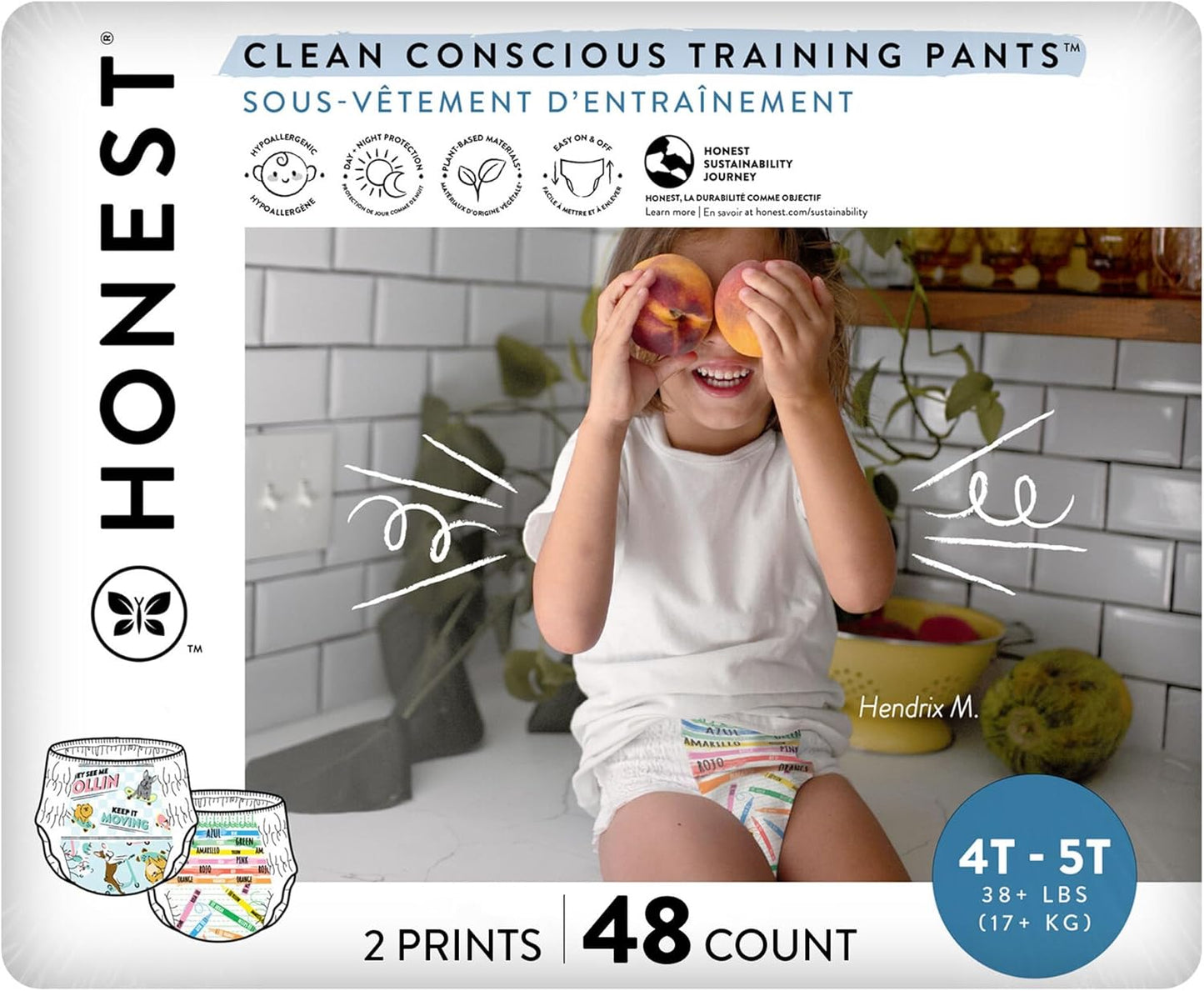 Honest Co. Plant-Based Training Pants | Eco-Friendly & Colorful | Size 4T/5T (38+ lbs)