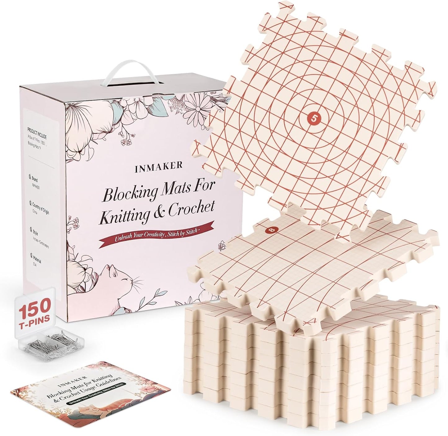 INMAKER Blocking Mats for Knitting & Crochet Projects 0.75in Thick