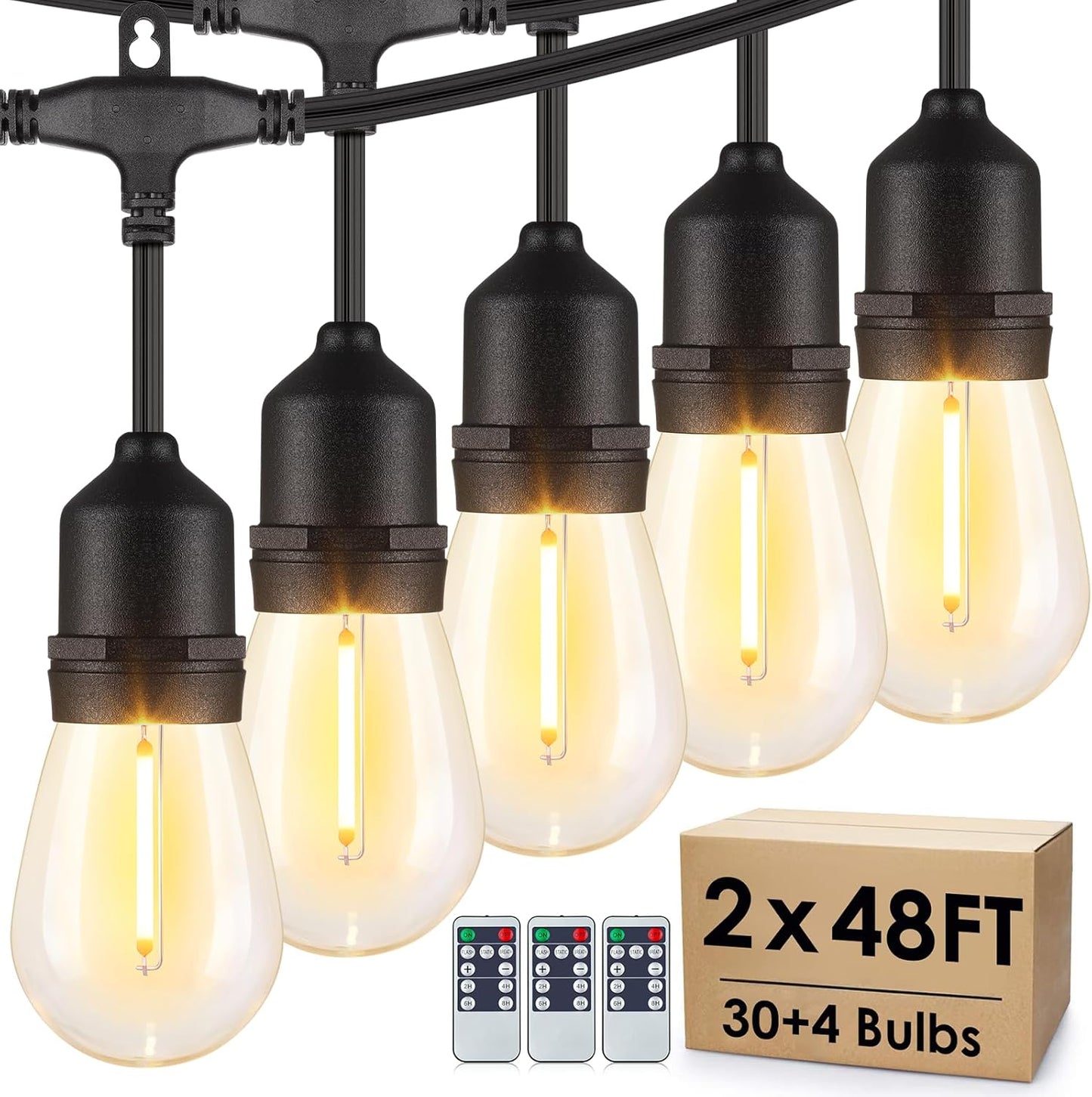 Dimmable Outdoor String Lights with Remote for Cozy Ambiance