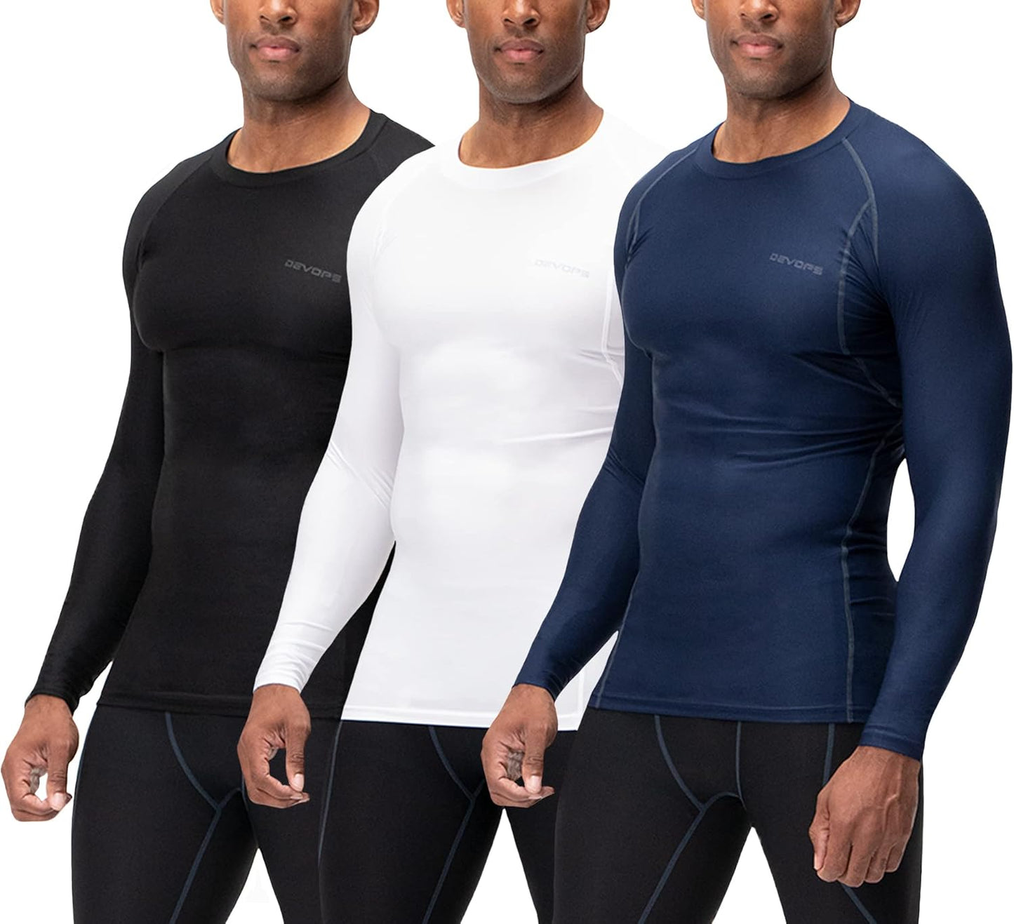DEVOPS Men's UPF 50+ Long Sleeve Compression Shirts for Workouts