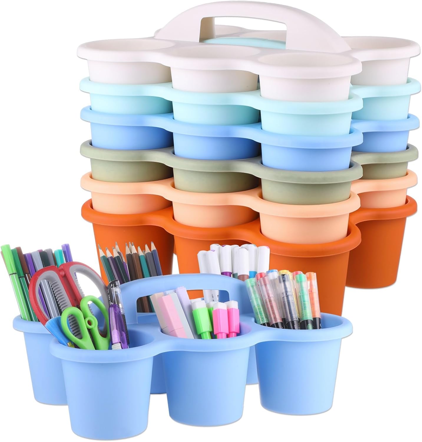6 Pack Classroom Caddy Organizer with Handle for Supplies