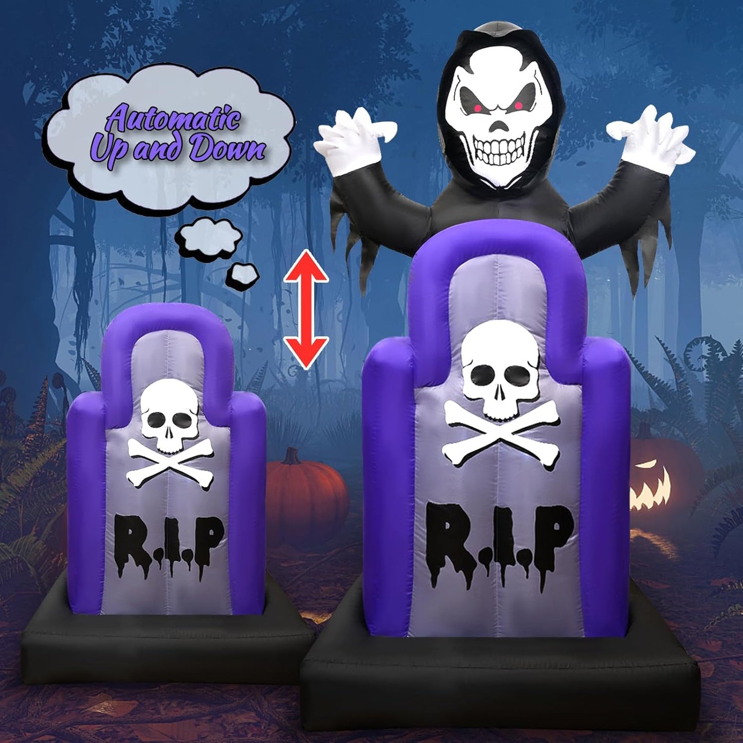 5.5FT Halloween Inflatable Decoration with Grim Reaper Design